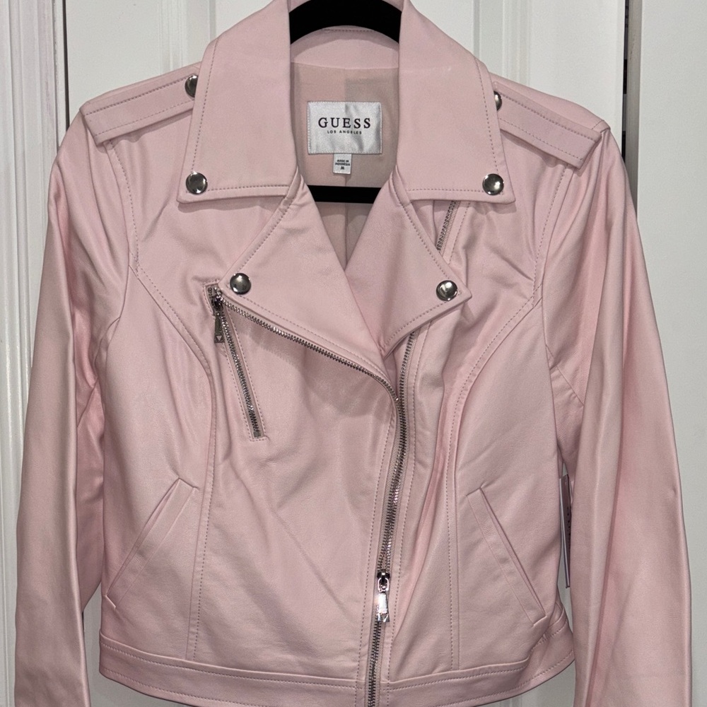 GUESS Light Pink Faux Leather Jacket